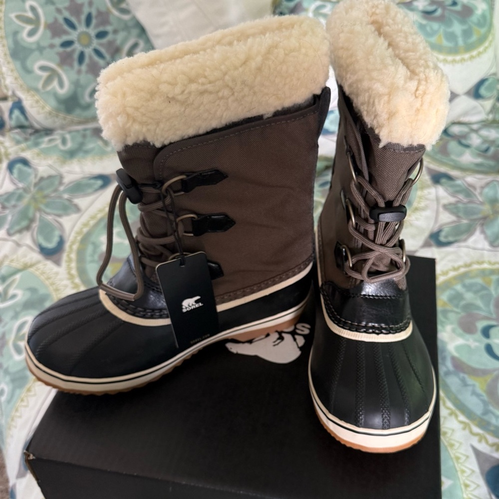 NIB Sorel Youth Yoot Pac Nylon Major Black Waterproof Snow Boots sz 3